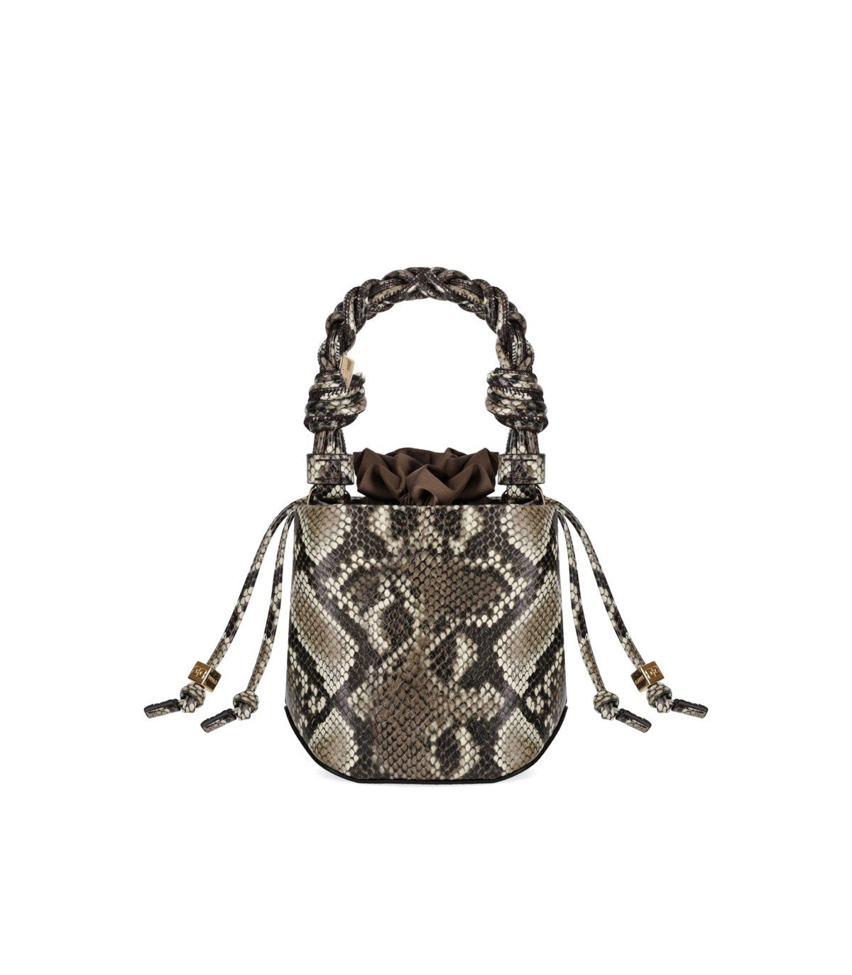GANNI BOU BUCKET BAG WITH PYTHON PRINT