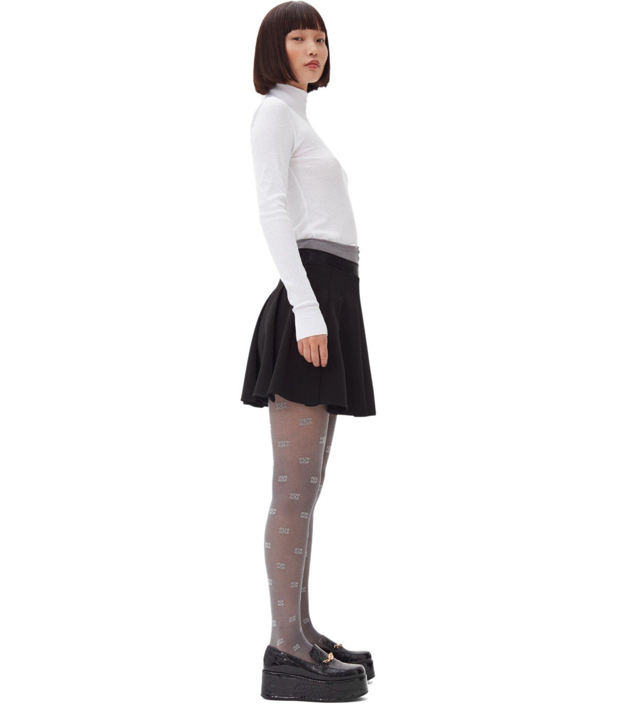 GANNI BLACK PLEATED MINI SKIRT