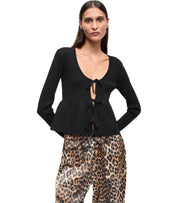 GANNI BLACK CARDIGAN WITH LACES