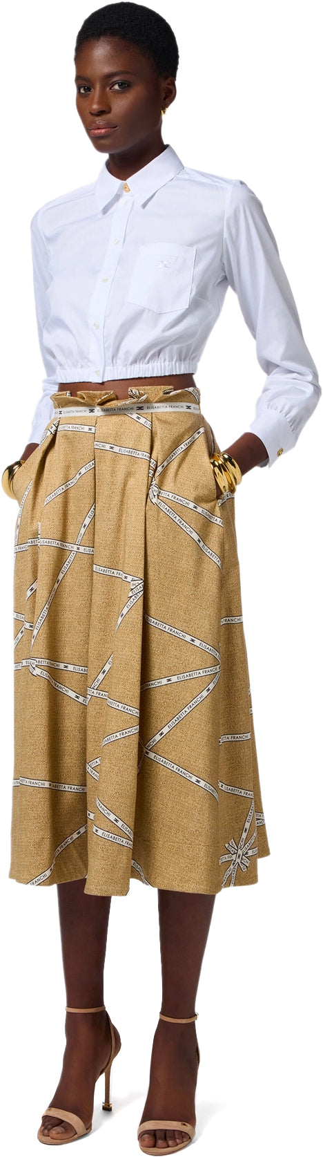 ELISABETTA FRANCHI PAGLIA BURRO MIDI ROCK