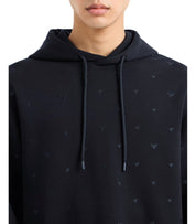 EMPORIO ARMANI NAVY BLUE MONOGRAM HOODIE