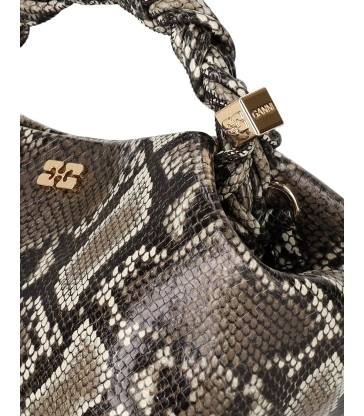 GANNI BOU HANDBAG WITH PYTHON PRINT