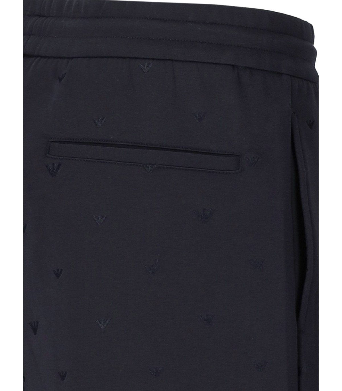 EMPORIO ARMANI NAVY BLUE MONOGRAM BERMUDA SHORTS