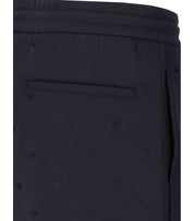 EMPORIO ARMANI NAVY BLUE MONOGRAM BERMUDA SHORTS