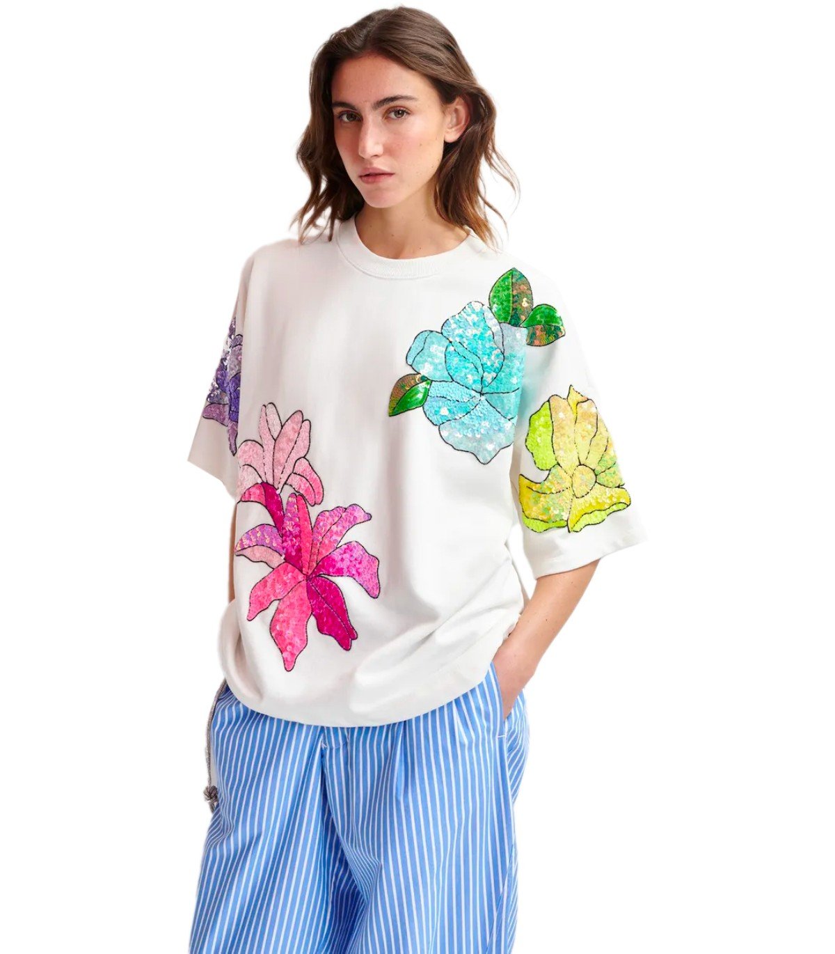 ESSENTIEL ANTWERP HISTAGRAM WHITE SWEATSHIRT