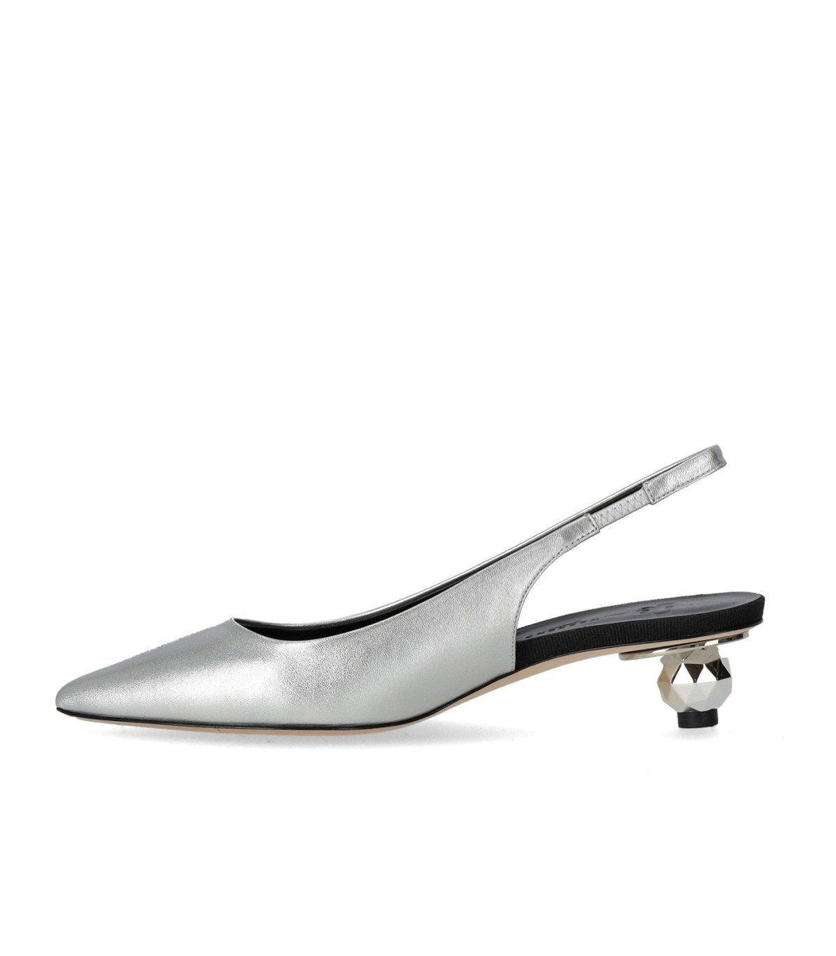 MAX MARA WEEKEND GALLICO SILVER SLINGBACK PUMPS