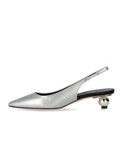 MAX MARA WEEKEND GALLICO SILVER SLINGBACK PUMPS