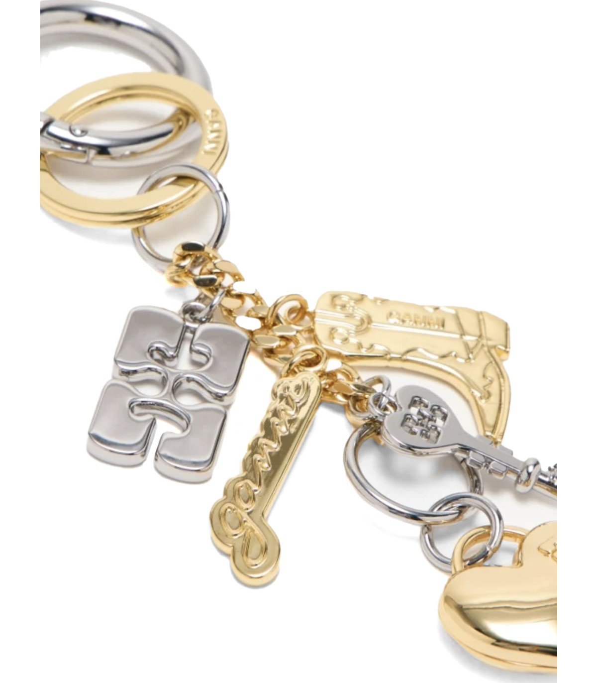 GANNI BOU SILVER GOLD KEYCHAIN