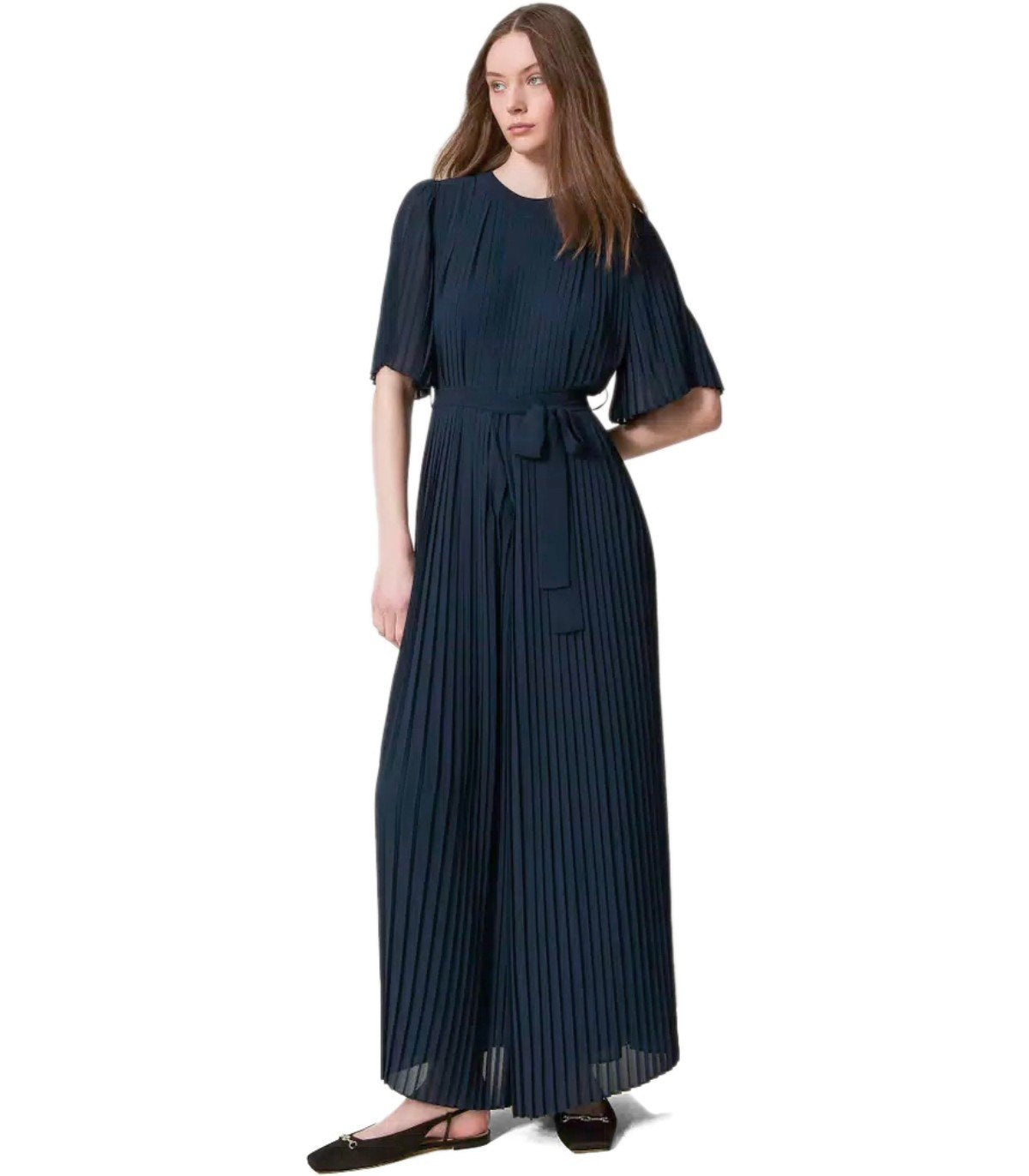 TWINSET DARK BLUE PLEATED JUMPSUIT