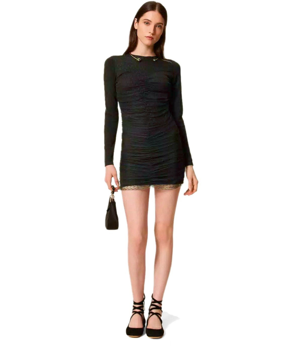 TWINSET BLACK PLUMETIS DRESS