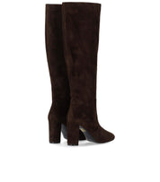 VIA ROMA 15 DARK BROWN SUEDE HEELED HIGH BOOT