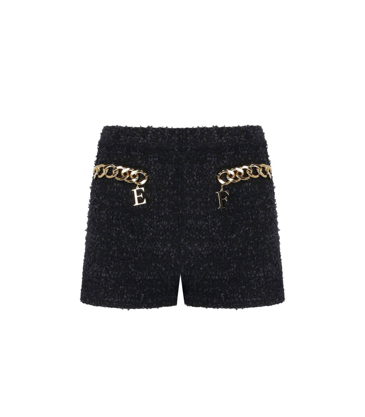 ELISABETTA FRANCHI BLACK SHORTS WITH CHAIN