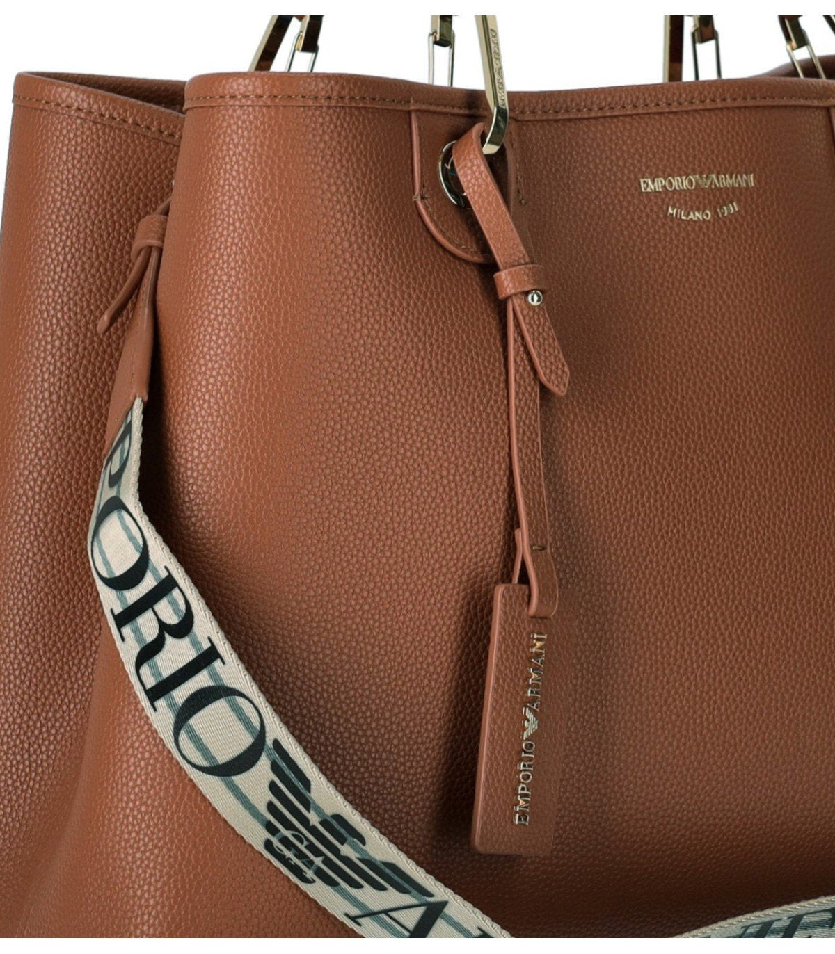 EMPORIO ARMANI MYEA TOBACCO SHOPPING BAG