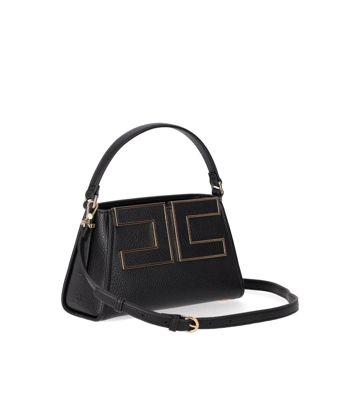 BORSA A MANO NERA CON MAXI LOGO ELISABETTA FRANCHI