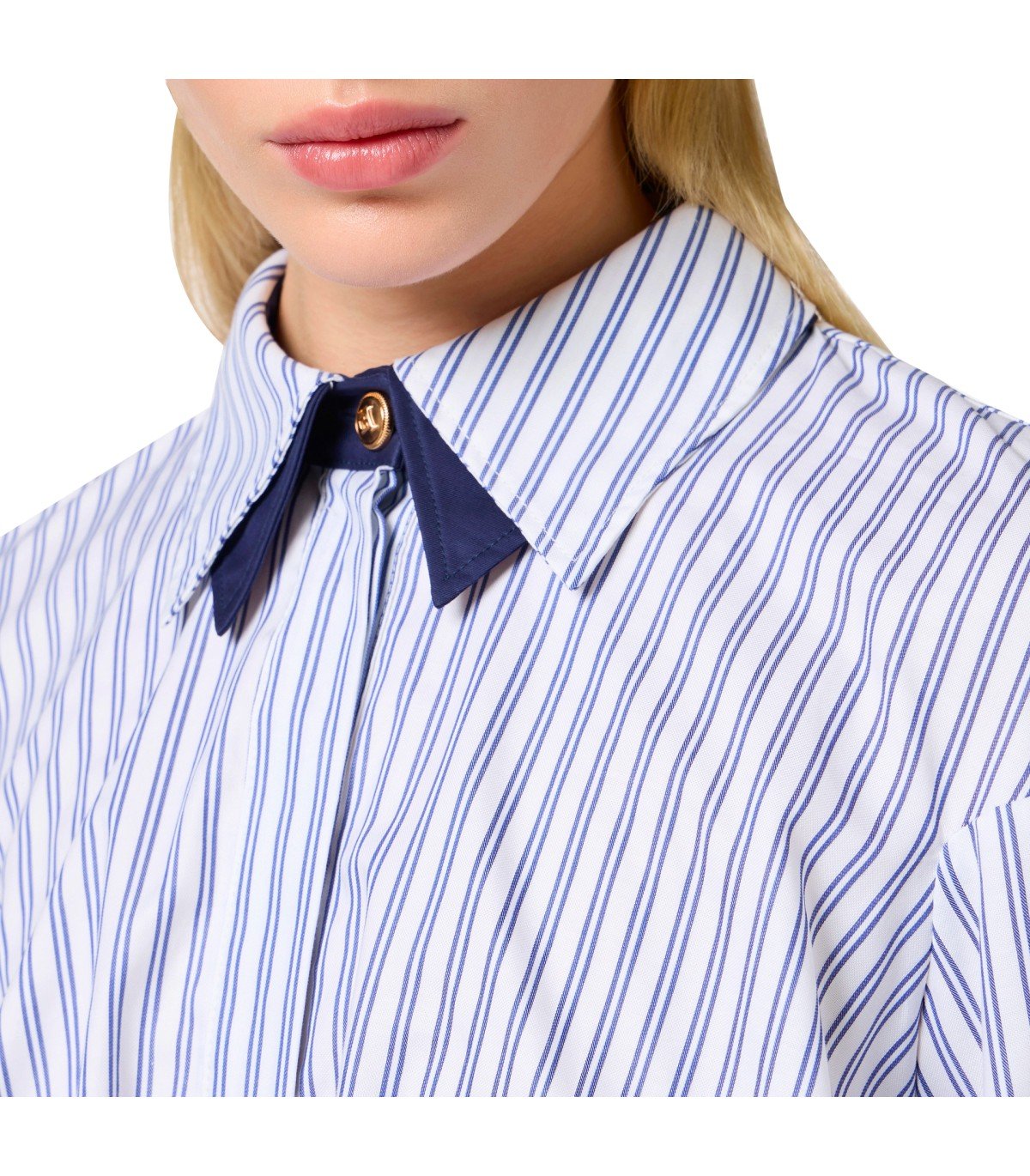 ELISABETTA FRANCHI OLTREMARE STRIPED CROPPED SHIRT