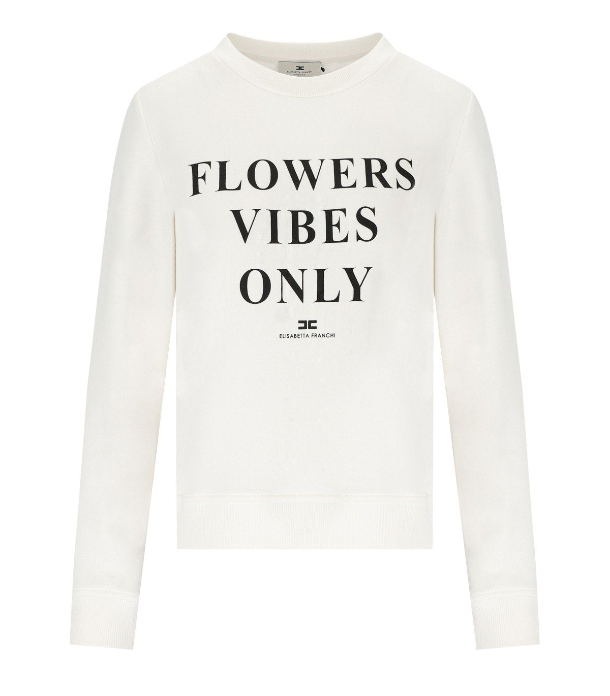 ELISABETTA FRANCHI IVORY SWEATSHIRT WITH LOGO LETTERING
