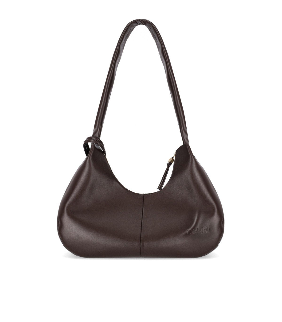 GANNI HOBO SEAL BROWN MEDIUM SHOULDER BAG