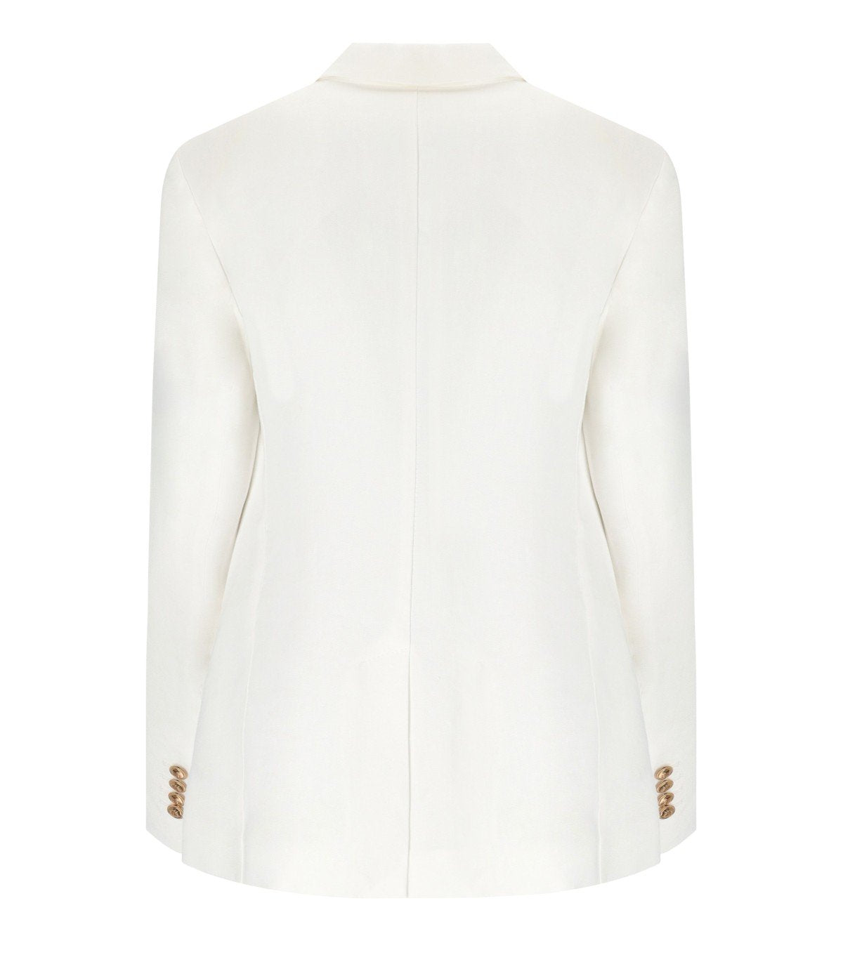 ELISABETTA FRANCHI IVORY LINEN BLEND SINGLE-BREASTED JACKET