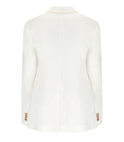 ELISABETTA FRANCHI IVORY LINEN BLEND SINGLE-BREASTED JACKET