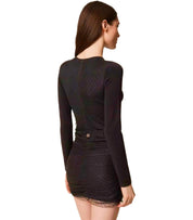 TWINSET BLACK PLUMETIS DRESS