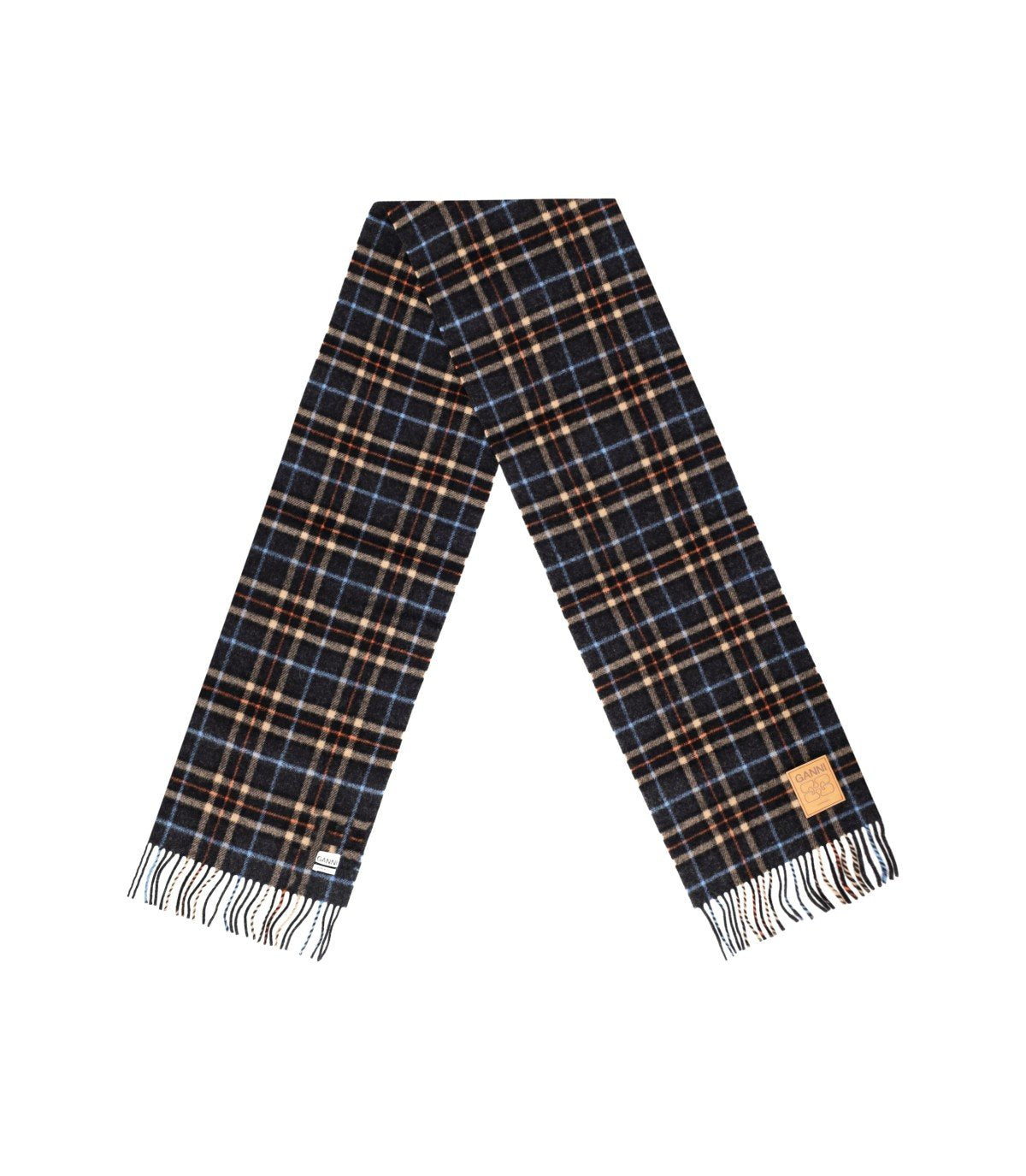 GANNI BLUE CHECK SCARF