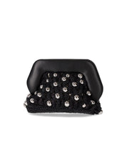 THEMOIRè GEA STRAW BEADS BLACK CLUTCH BAG