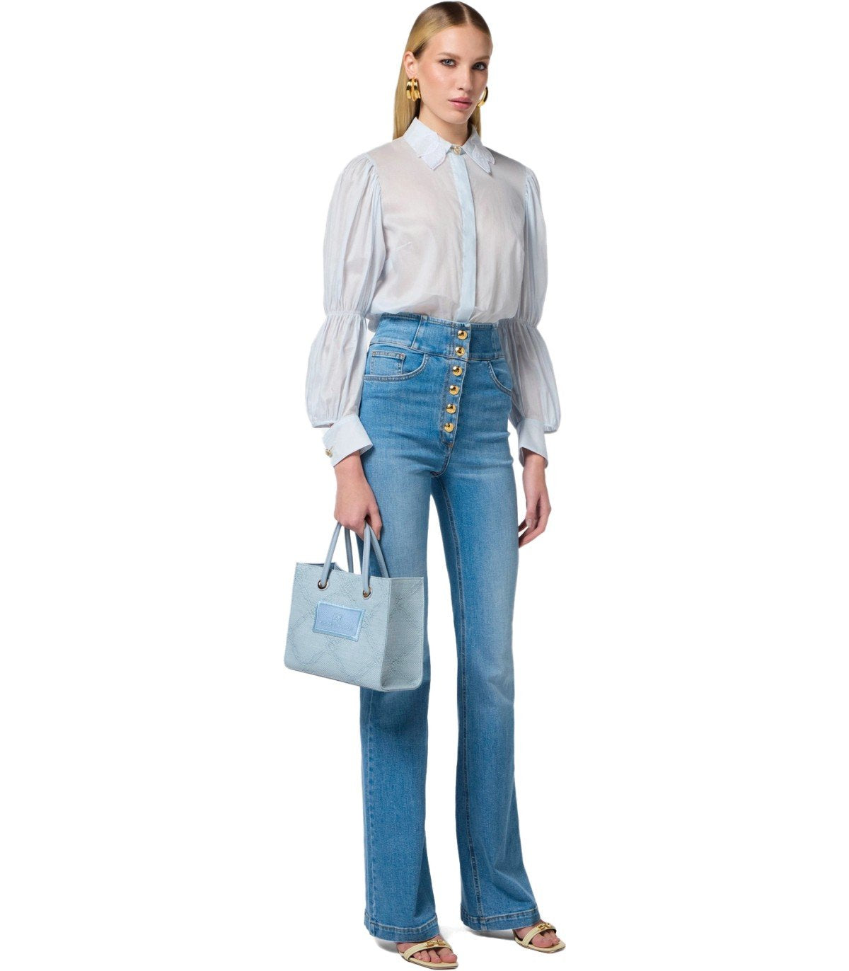 ELISABETTA FRANCHI HIGH WAISTED JEANS WITH BUTTONS