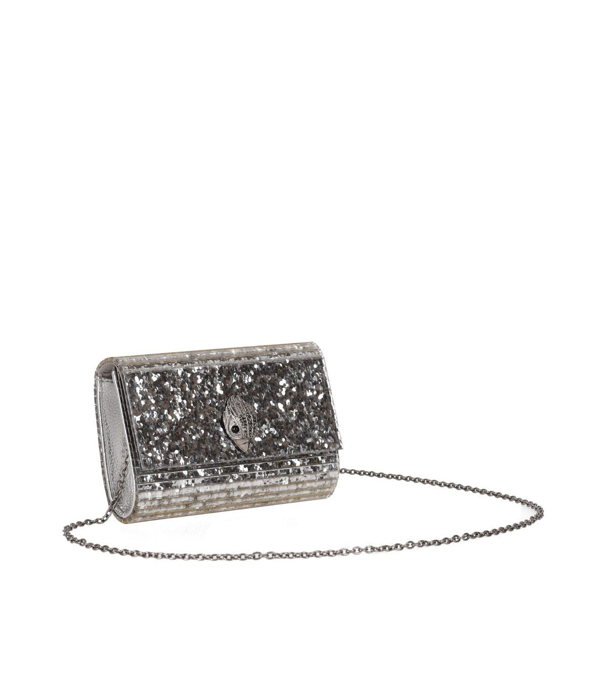 KURT GEIGER PARTY EAGLE SILVER CLUTCH BAG