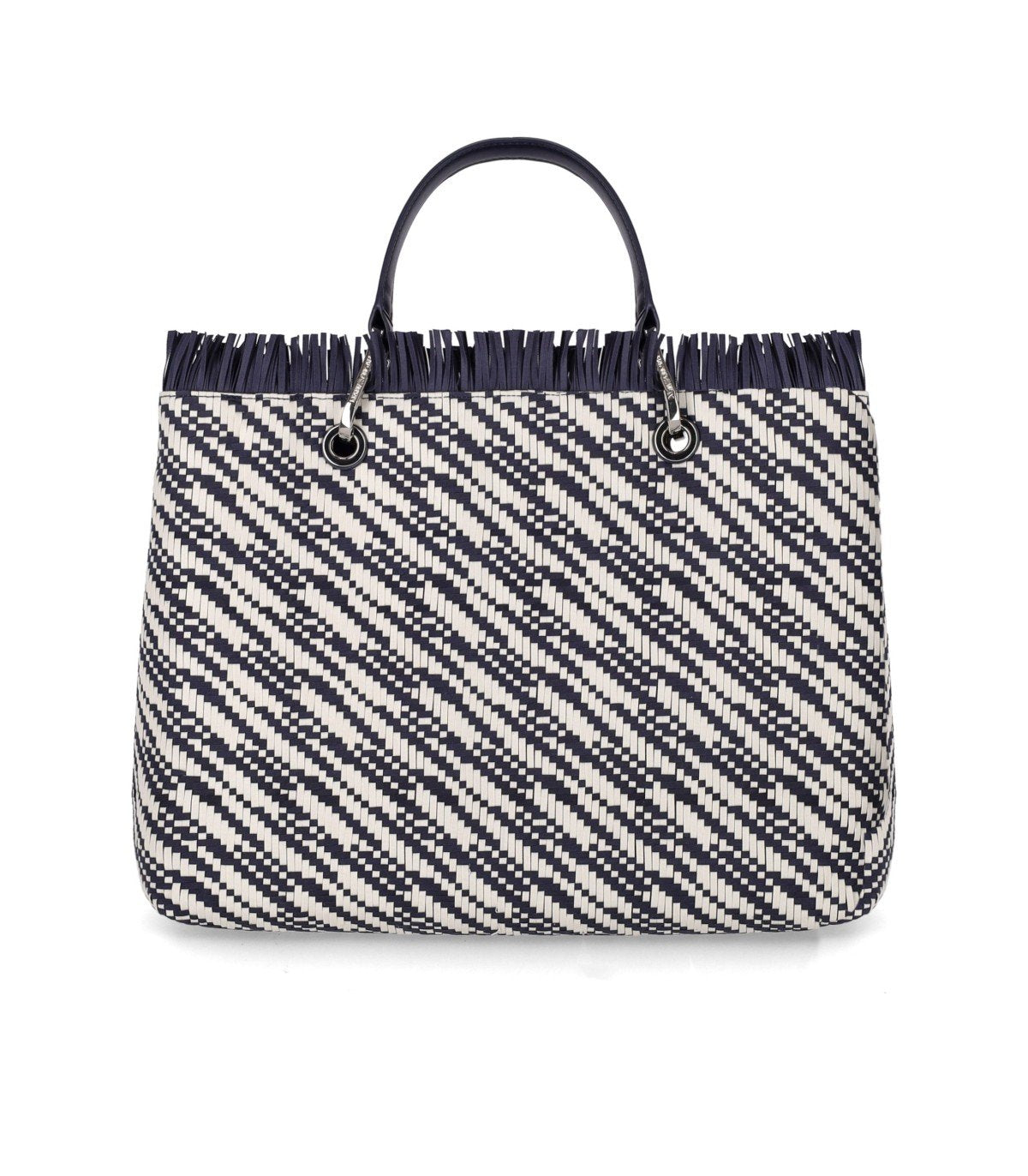 EMPORIO ARMANI MYEA BLUE AND WHITE MEDIUM SHOPPING BAG