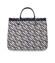 EMPORIO ARMANI MYEA BLUE AND WHITE MEDIUM SHOPPING BAG
