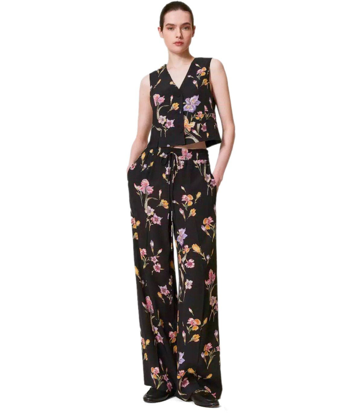GILET A FIORI NERO TWINSET