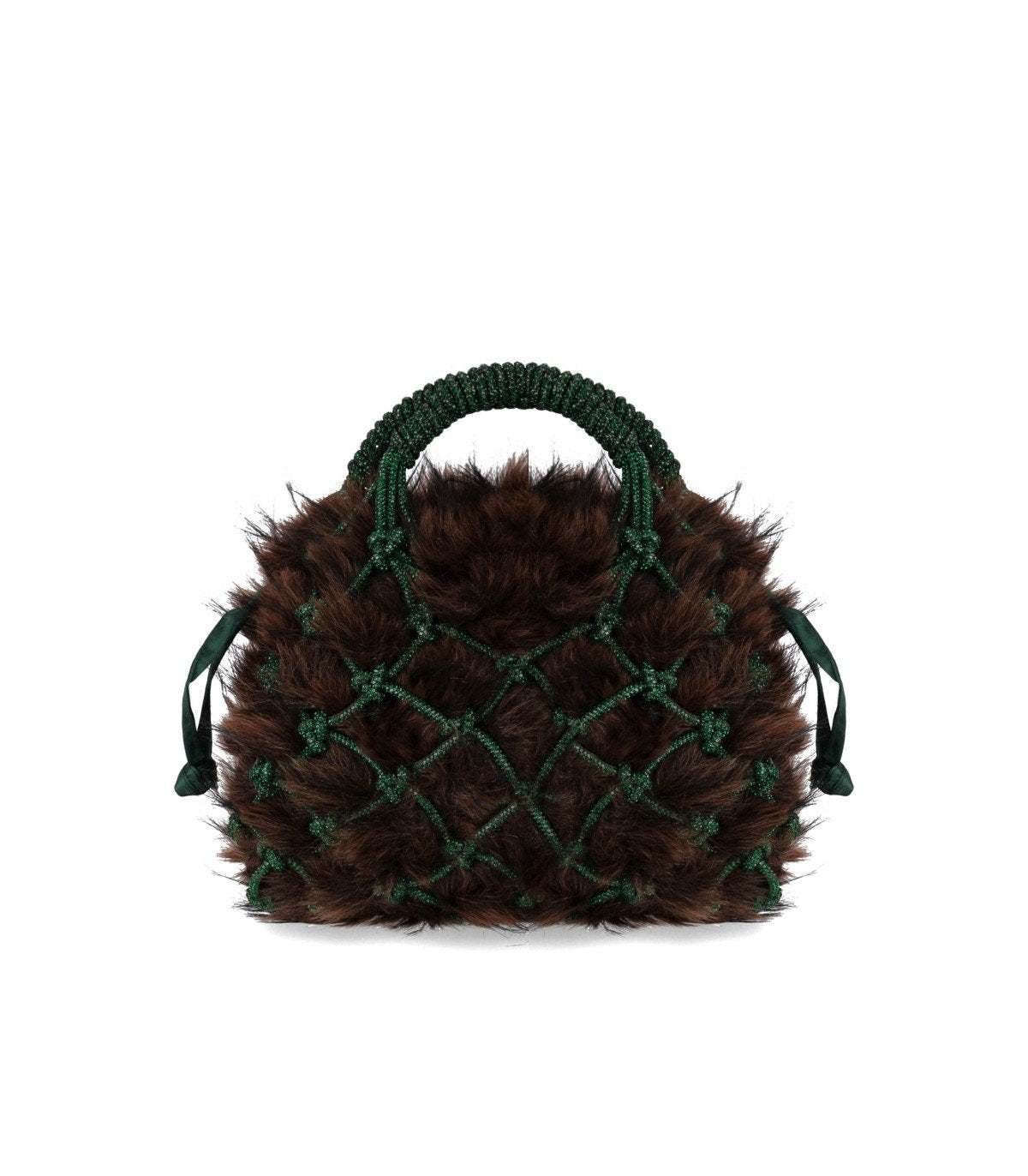 KURT GEIGER MACRAME CRYSTAL GREEN HANDBAG