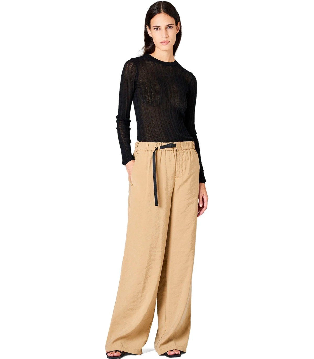 WHITE SAND SHIRLEY BEIGE WIDE LEG PANTS