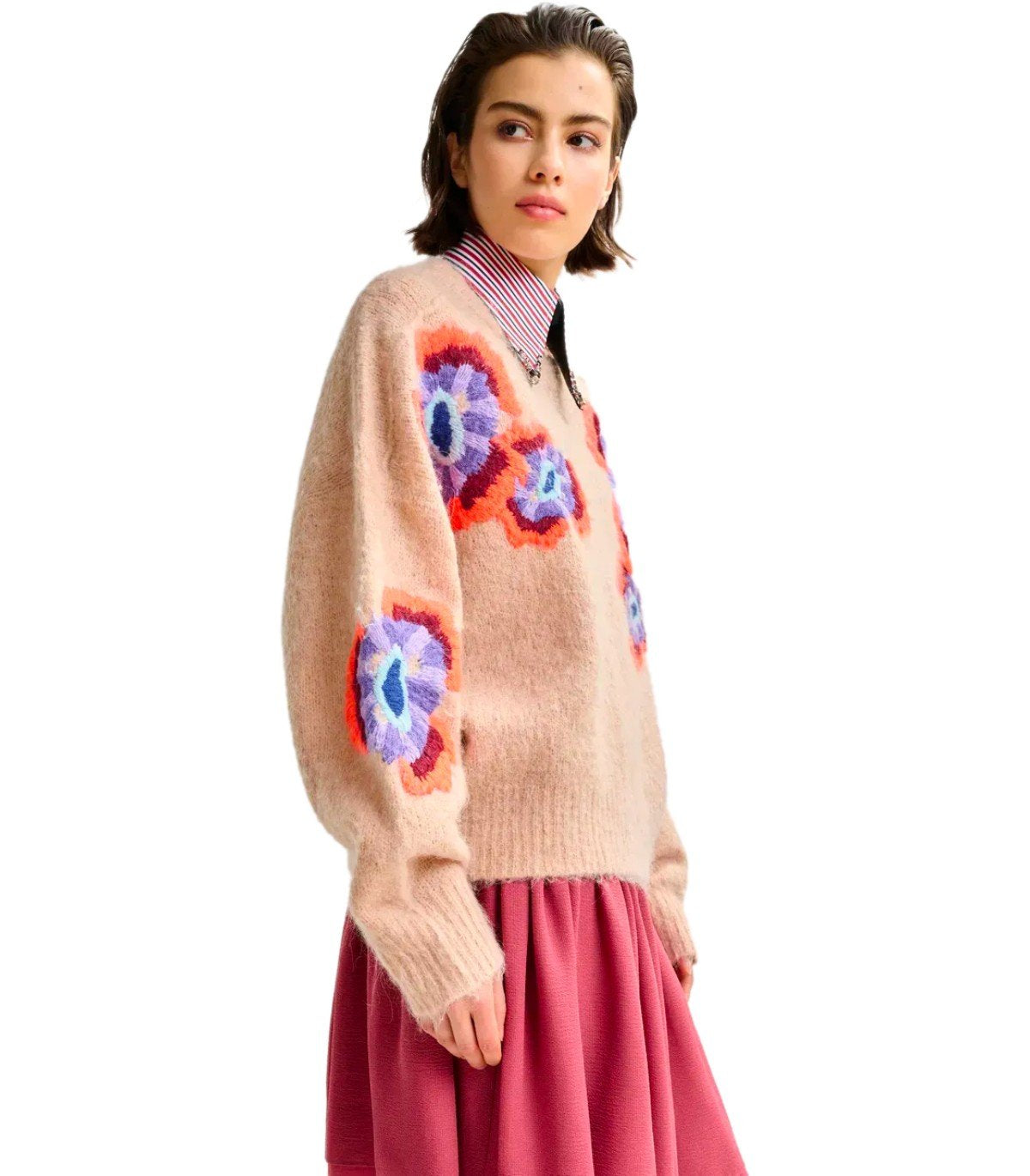 ESSENTIEL ANTWERP IMPOSSIBILE1 PINK CREWNECK SWEATER