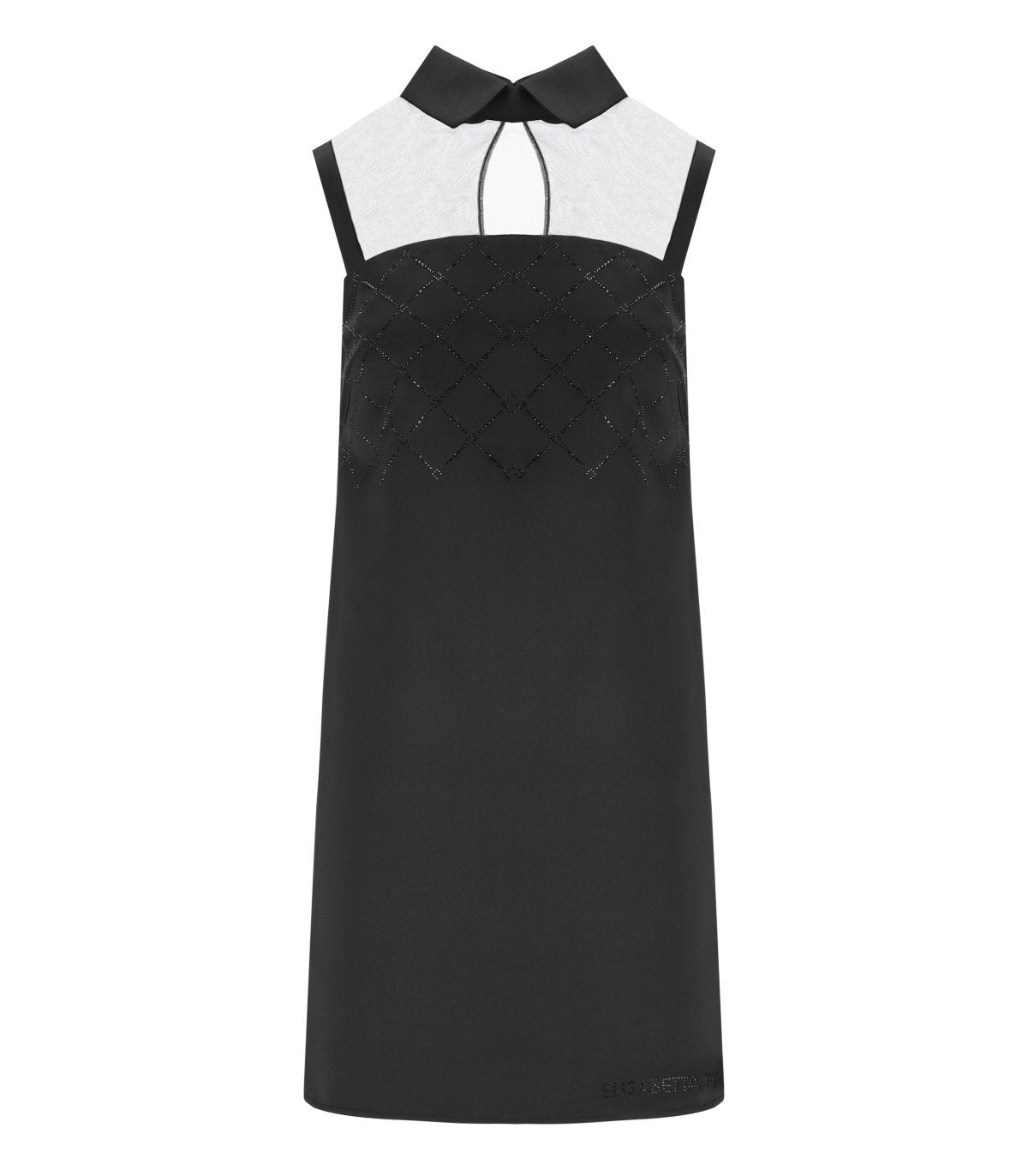 ELISABETTA FRANCHI BLACK MINI DRESS WITH RHINESTONES