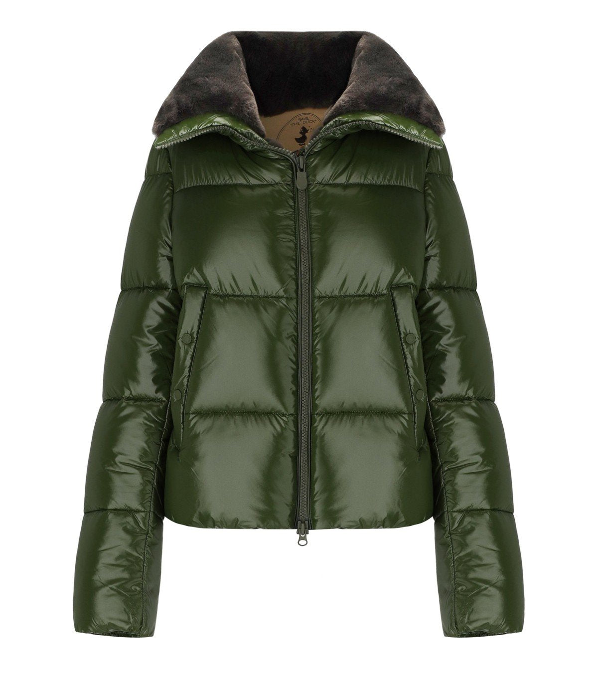 SAVE THE DUCK MOMA GREEN CROPPED PADDED JACKET