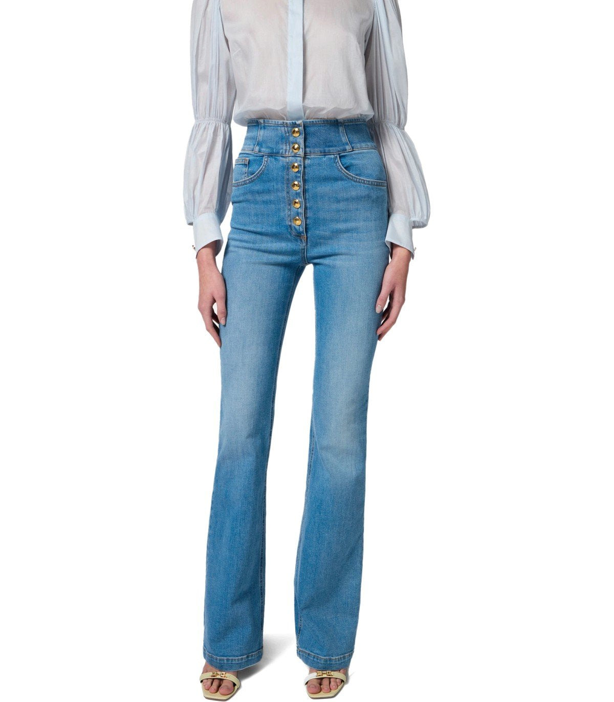 ELISABETTA FRANCHI HIGH WAISTED JEANS WITH BUTTONS