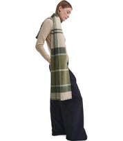 BARBOUR ROSEFIELD GREEN AND BEIGE SCARF