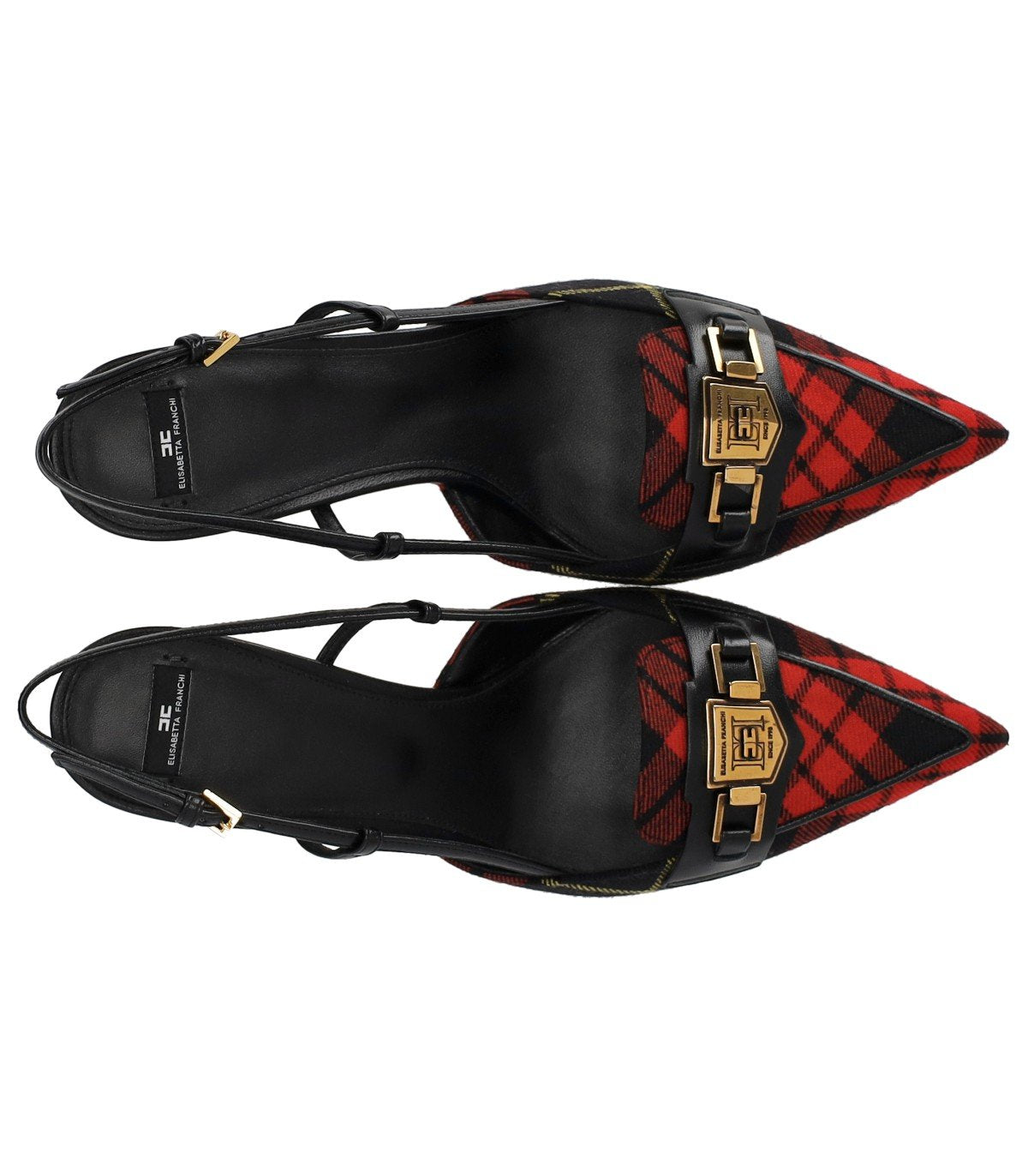 DÉCOLLETÉ SLINGBACK TARTAN NERO ROSSO ELISABETTA FRANCHI