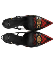 DÉCOLLETÉ SLINGBACK TARTAN NERO ROSSO ELISABETTA FRANCHI