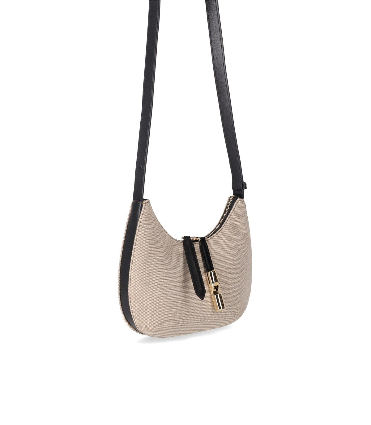 FURLA GOCCIA S NATURAL BLACK SHOULDER BAG