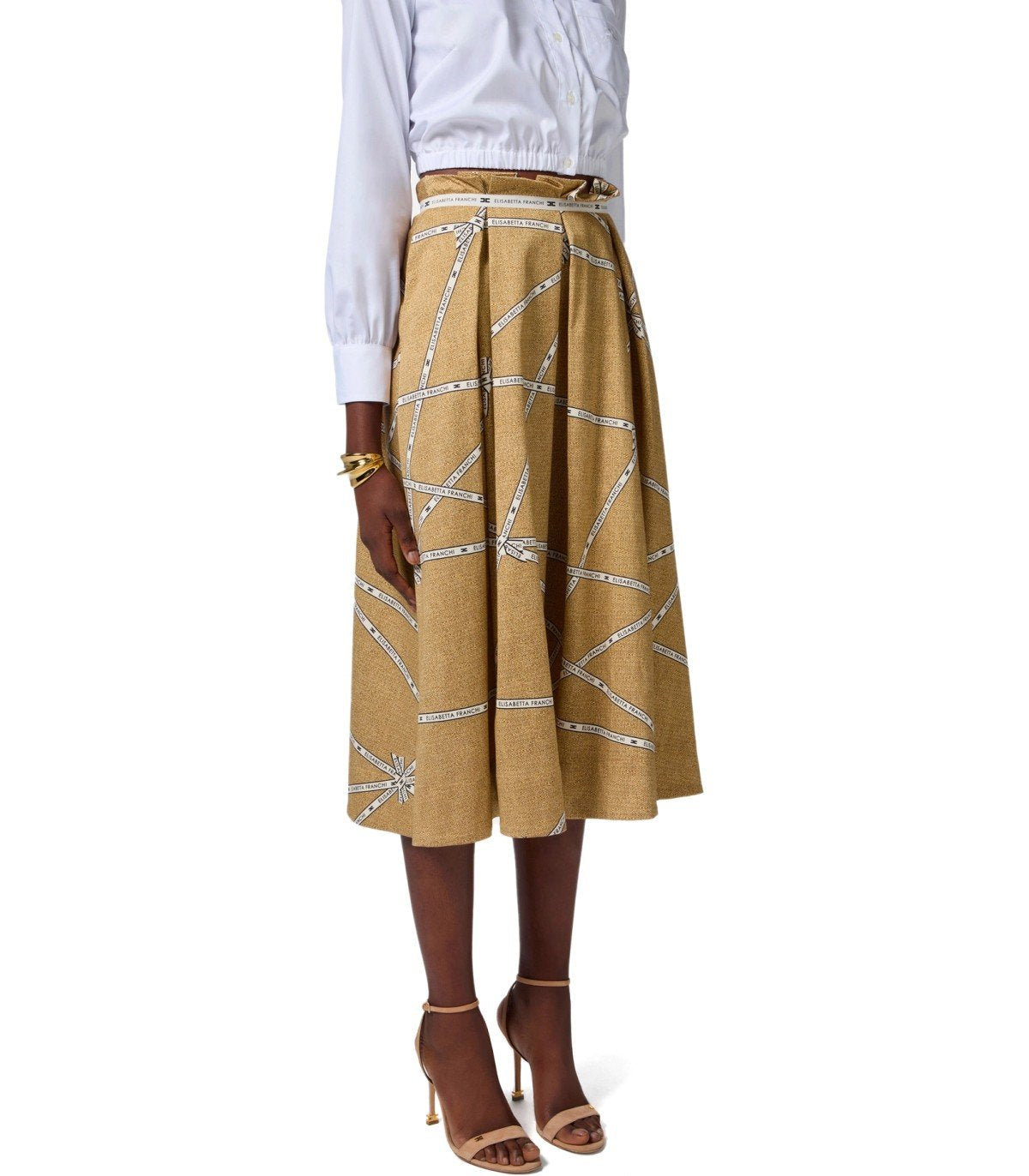 ELISABETTA FRANCHI PAGLIA BURRO MIDI ROCK