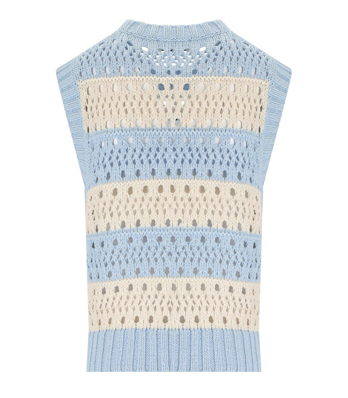 GANNI LIGHT BLUE STRIPED KNITTED VEST