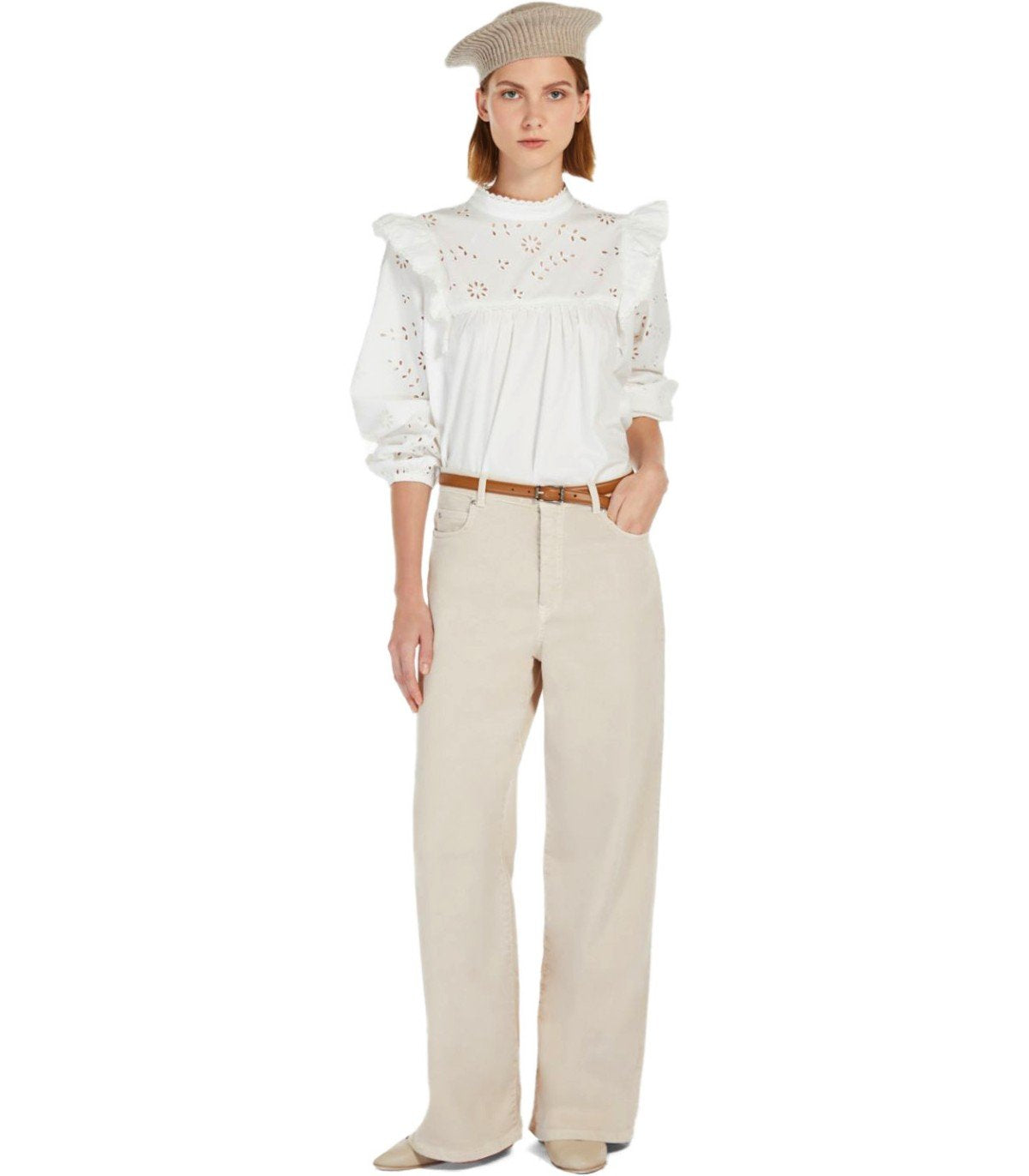 MAX MARA WEEKEND MEDINA SABBIA WIDE LEG JEANS