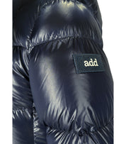 ADD SHINY PACIFIC BLUE HOODED DOWN JACKET