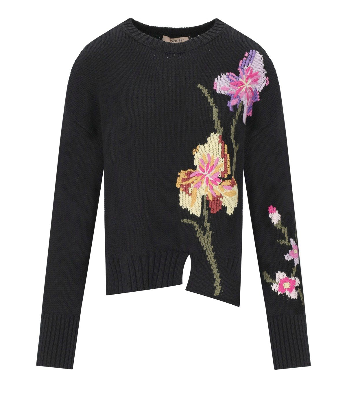 MAGLIONE GIROCOLLO CON RICAMO NERO TWINSET