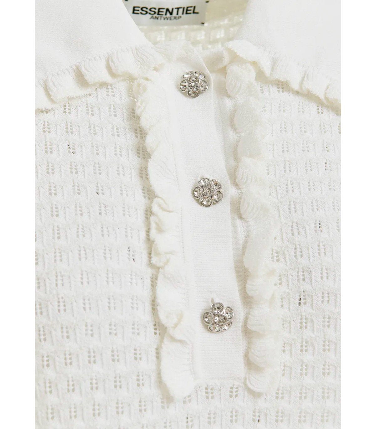ESSENTIEL ANTWERP HEMIRATES WHITE KNITTED POLO SHIRT
