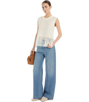 TOP NAVETTA CON FRANGE BIANCO MAX MARA WEEKEND