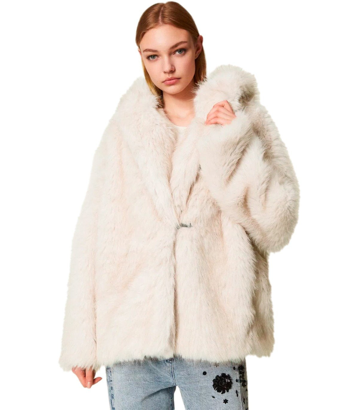 GIACCA IN ECO PELLICCIA BEIGE TWINSET