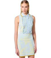 ELISABETTA FRANCHI SKY BLUE LEMONADE POLO-STYLE DRESS